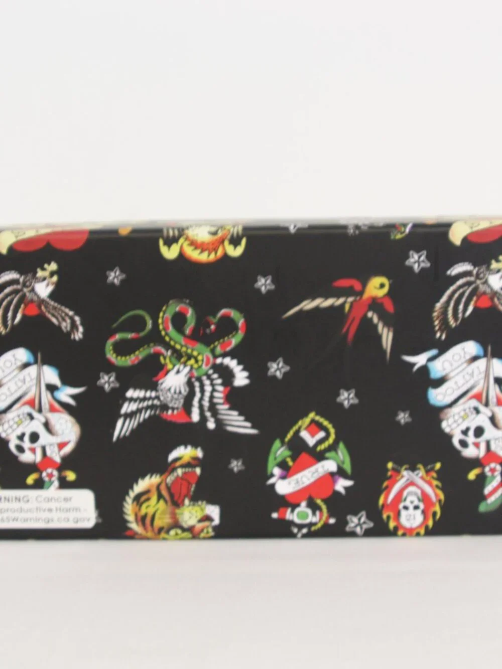 Ed Hardy Tattoo Rose Skull Zip Around Wallet‎ Keychain Set NWT Y2K